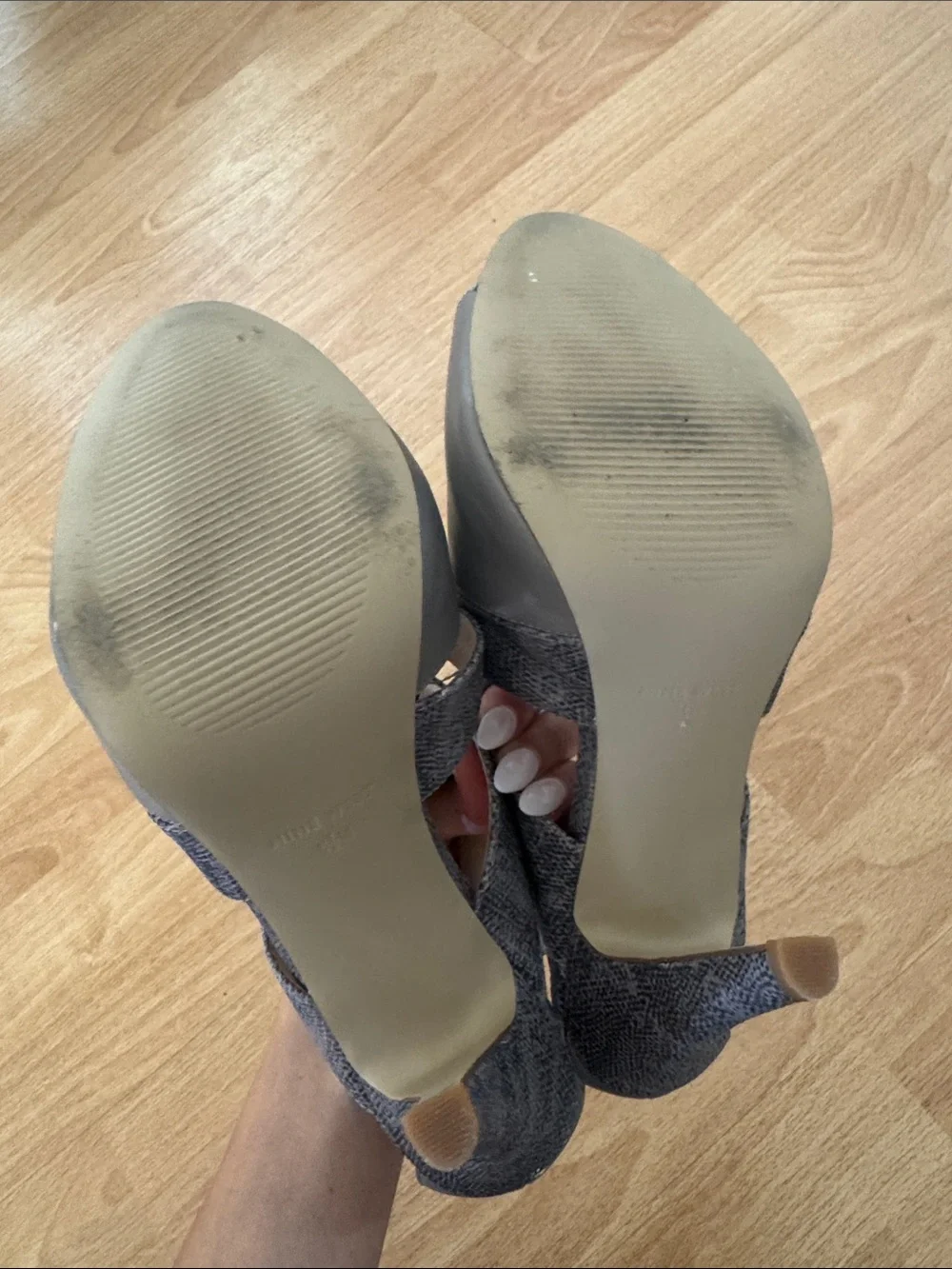 Nine West Gray Open-Toe Strappy Stilettos - Picture 3 of 5